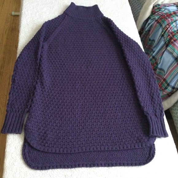 Gap Mockneck Chunky Long Tunic Sweater Purple/Blue - Sz Medium - Picture 11 of 16